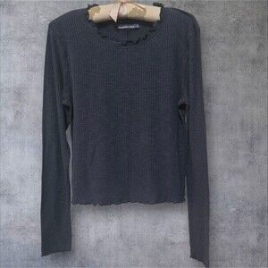Abercrombie & Fitch Women's Ribbed Knit Long Sleeve Blue Top, Size L